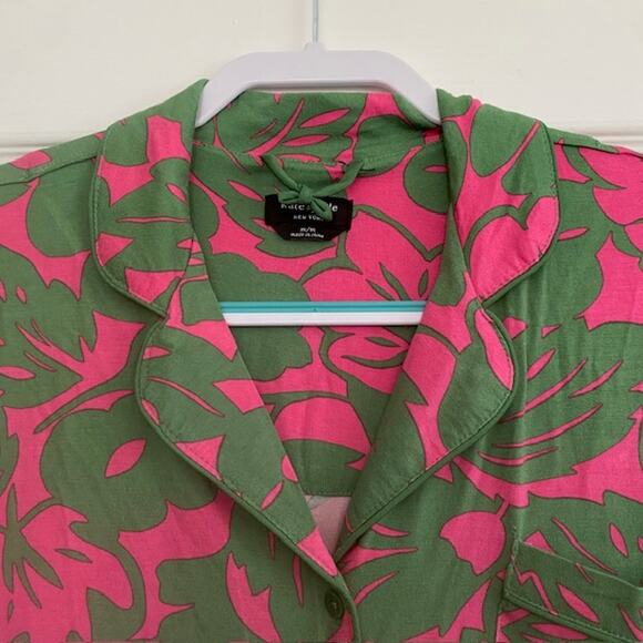 Kate Spade Pajama Set Shortie Pink & Green Floral Pockets Women's Medium NWT - Picture 9 of 12